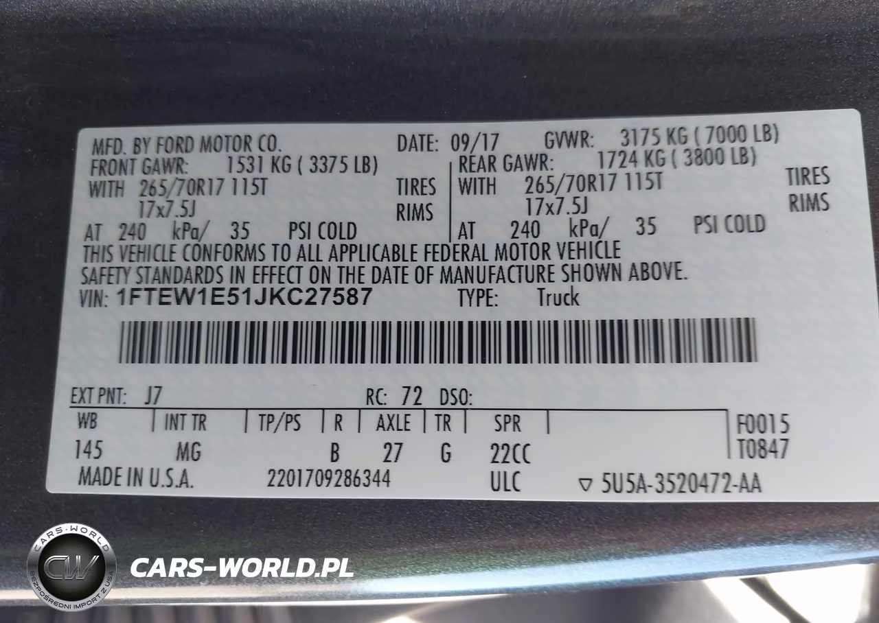 2018 Ford F-150 Xlt VIN:1FTEW1E51JKC27587 - 9