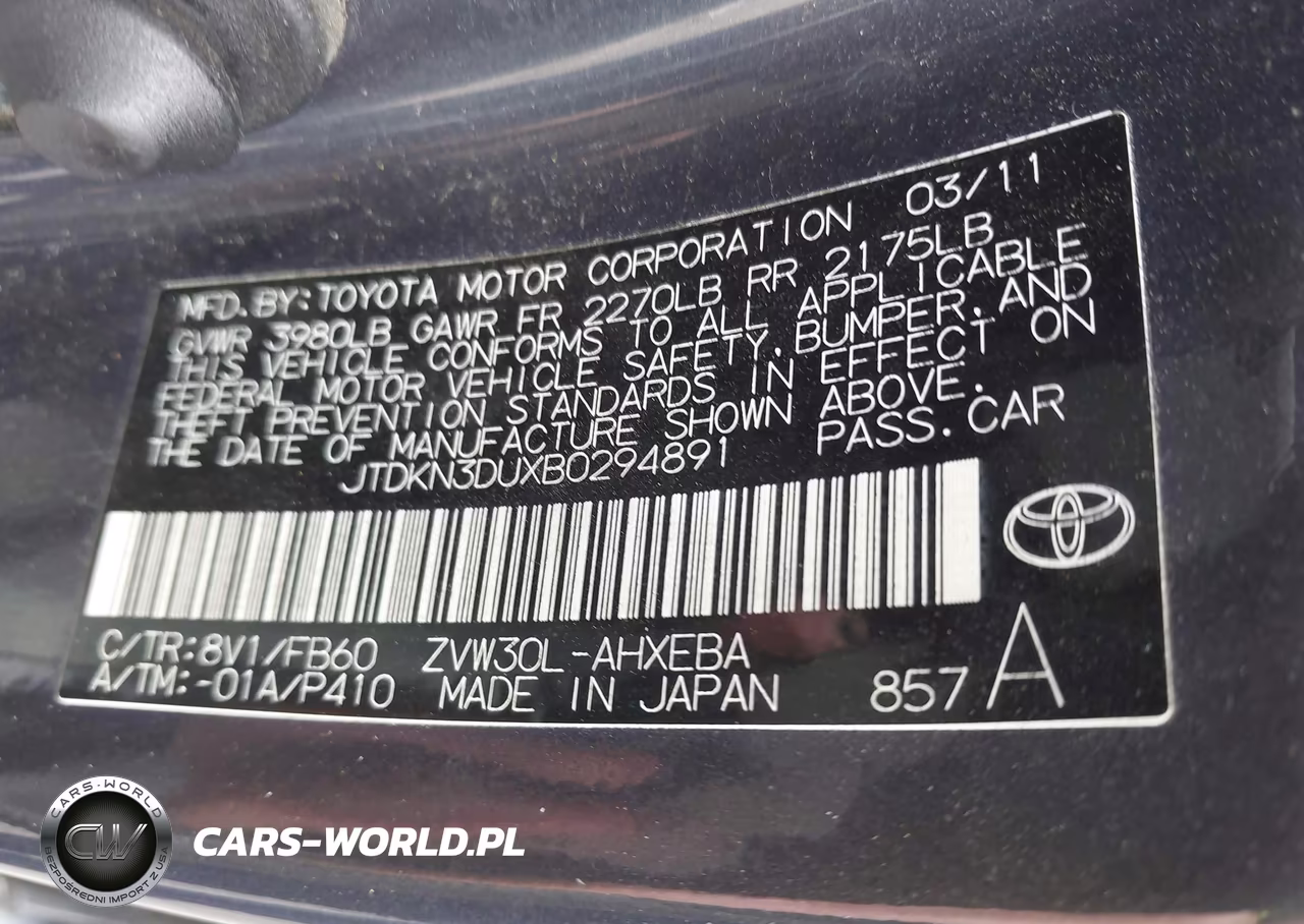 2011 Toyota Prius Two VIN:JTDKN3DUXB0294891 - 9