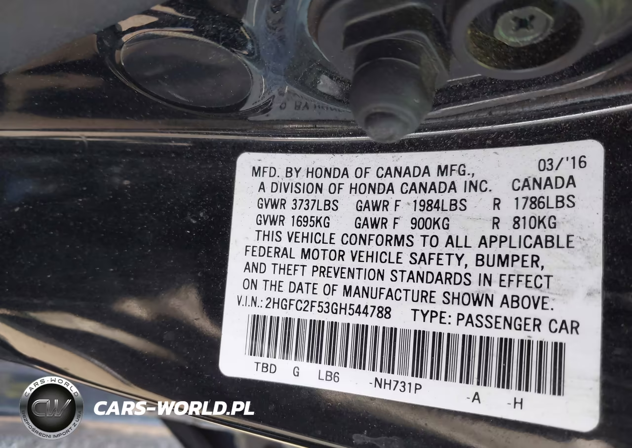 2016 Honda Civic Lx VIN:2HGFC2F53GH544788 - 9