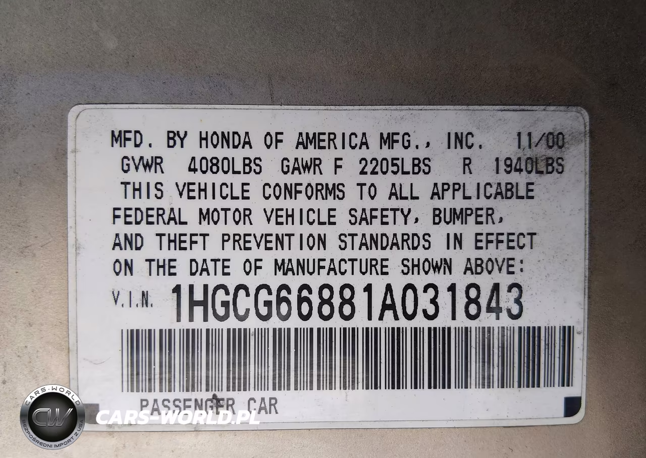 2001 Honda Accord 2.3 Ex VIN:1HGCG66881A031843 - 9