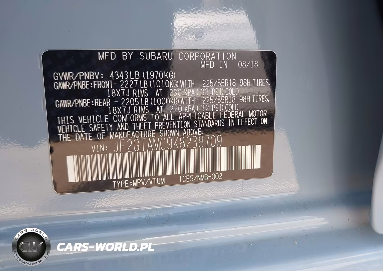 2019 Subaru Crosstrek 2.0I Limited VIN:JF2GTAMC9K8238709 - 9