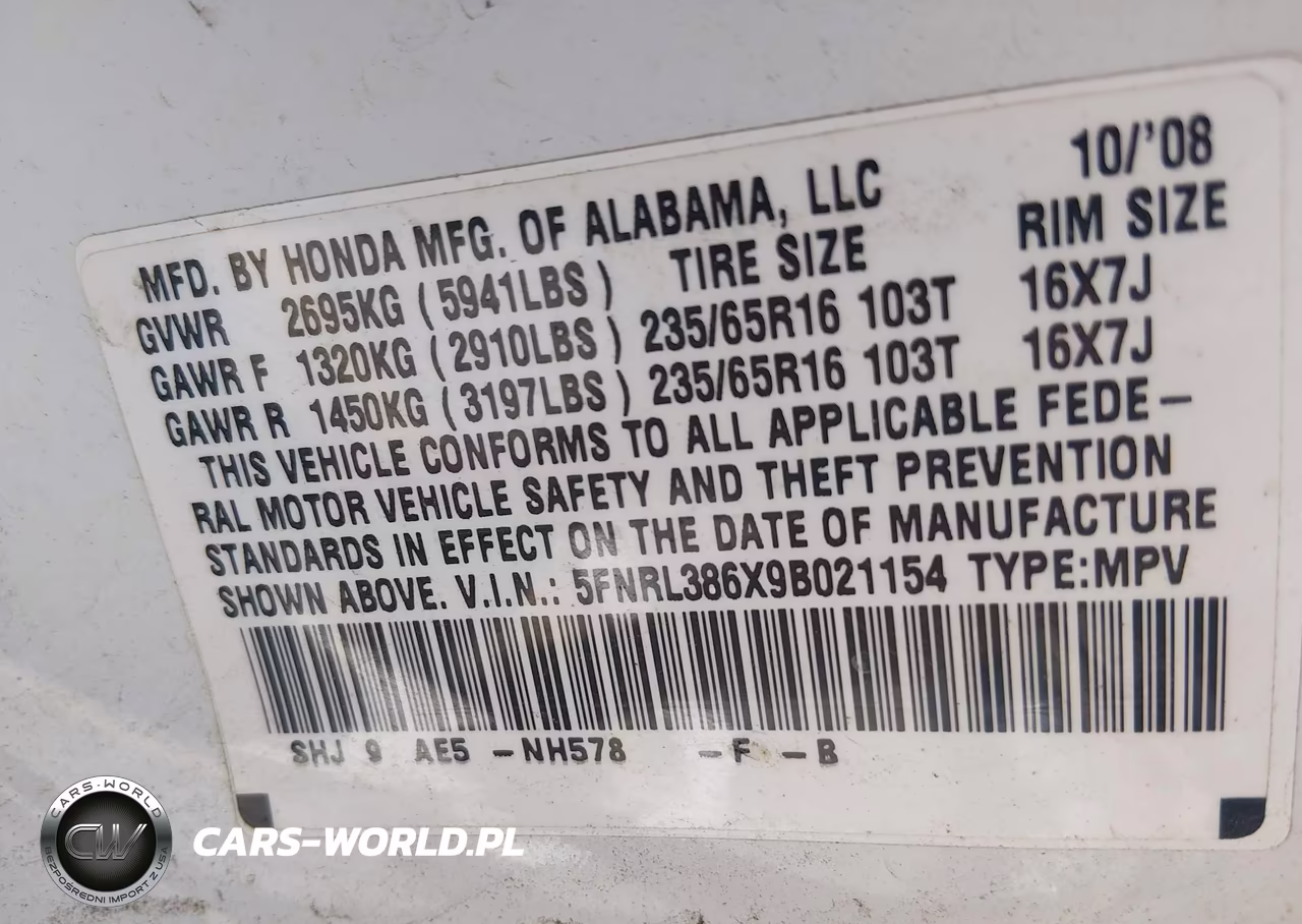 2009 Honda Odyssey Ex-L VIN:5FNRL386X9B021154 - 9
