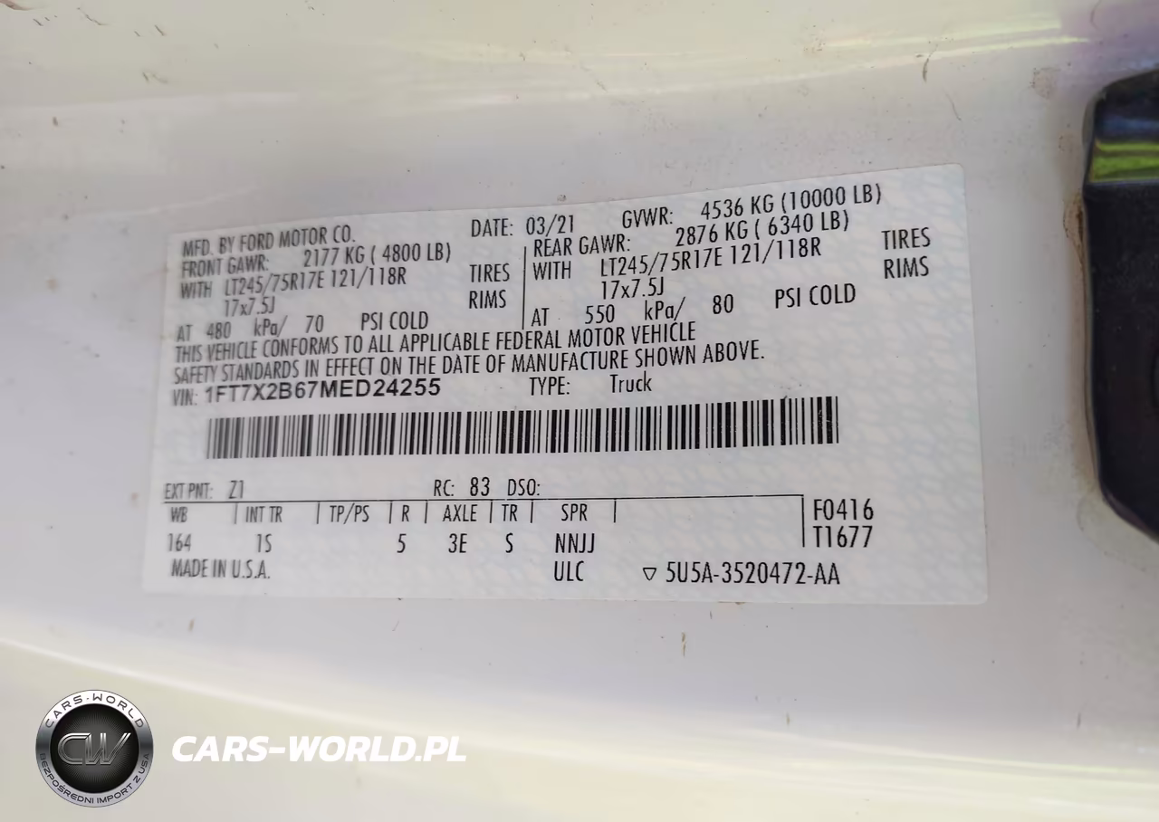 2021 Ford F-250 Xl VIN:1FT7X2B67MED24255 - 9