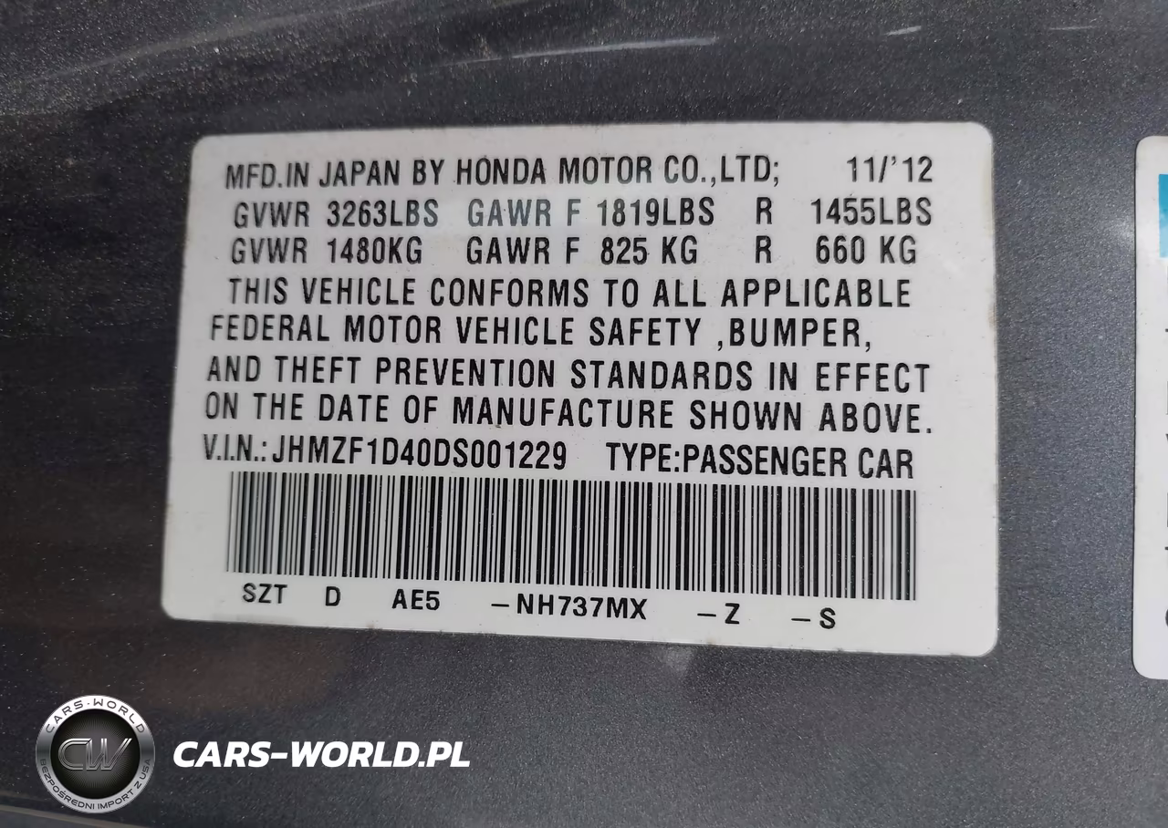 2013 Honda Cr-Z VIN:JHMZF1D40DS001229 - 9