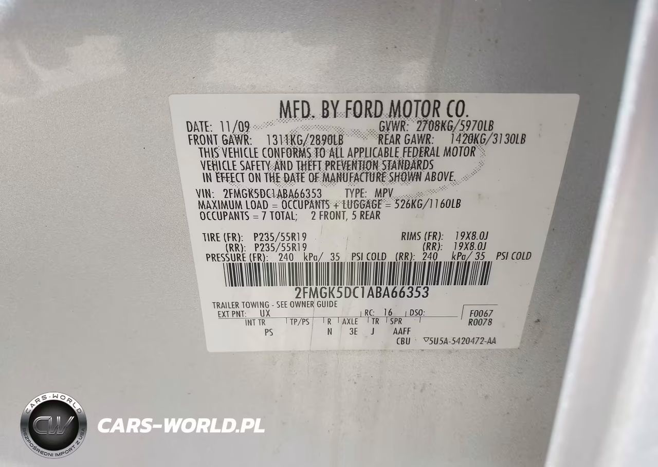 2010 Ford Flex Limited VIN:2FMGK5DC1ABA66353 - 9