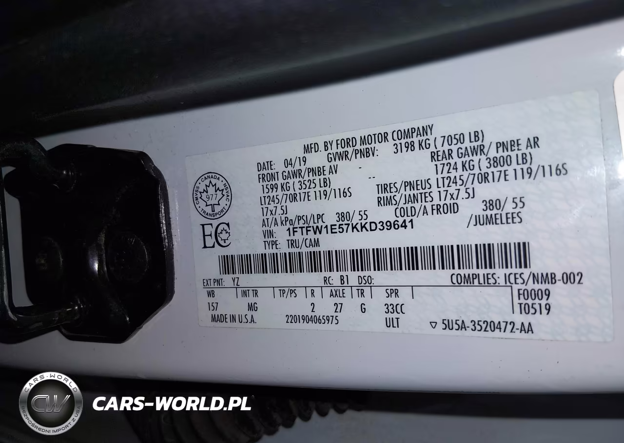 2019 Ford F-150 Xlt VIN:1FTFW1E57KKD39641 - 9