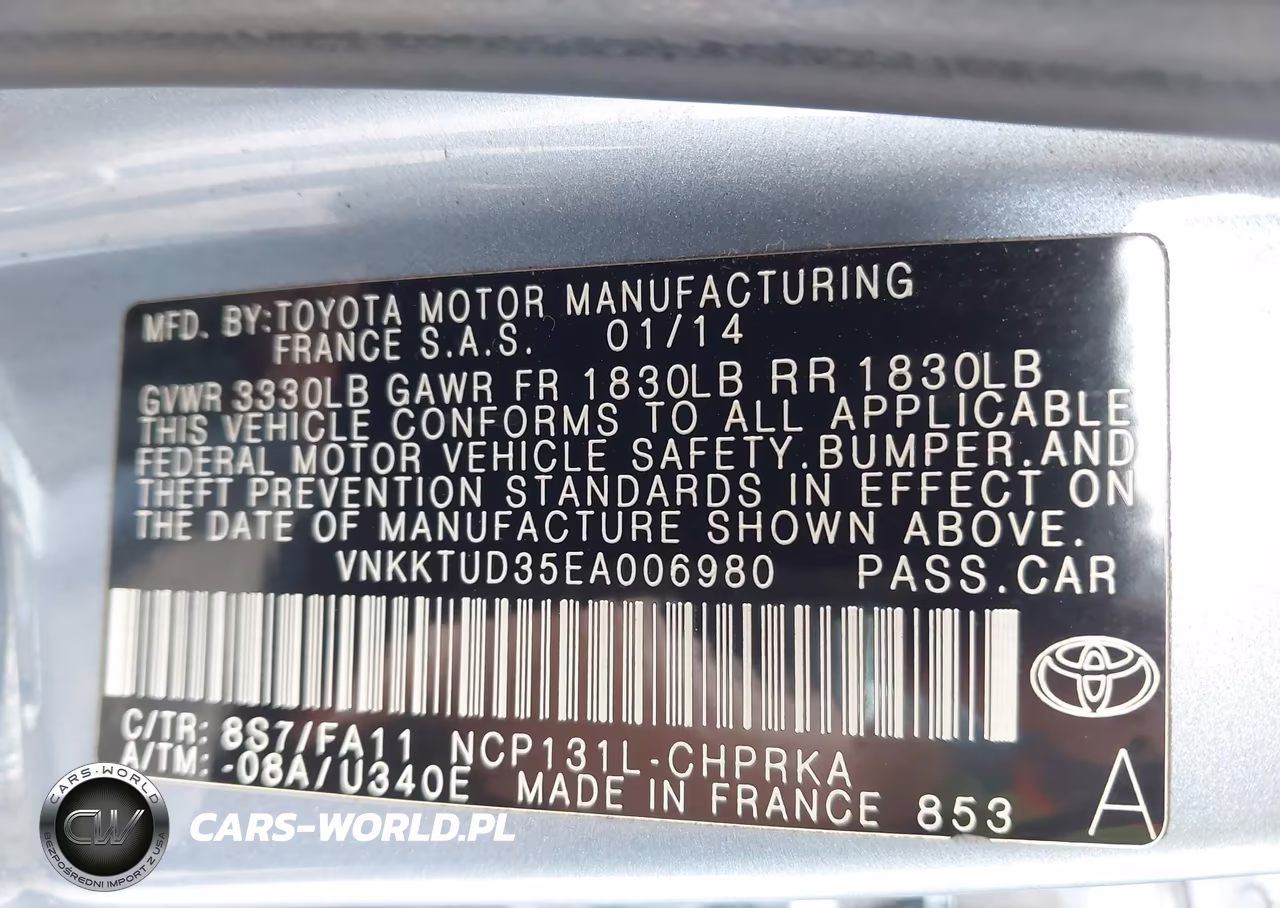2014 Toyota Yaris L (Tmmf Plant) VIN:VNKKTUD35EA006980 - 9