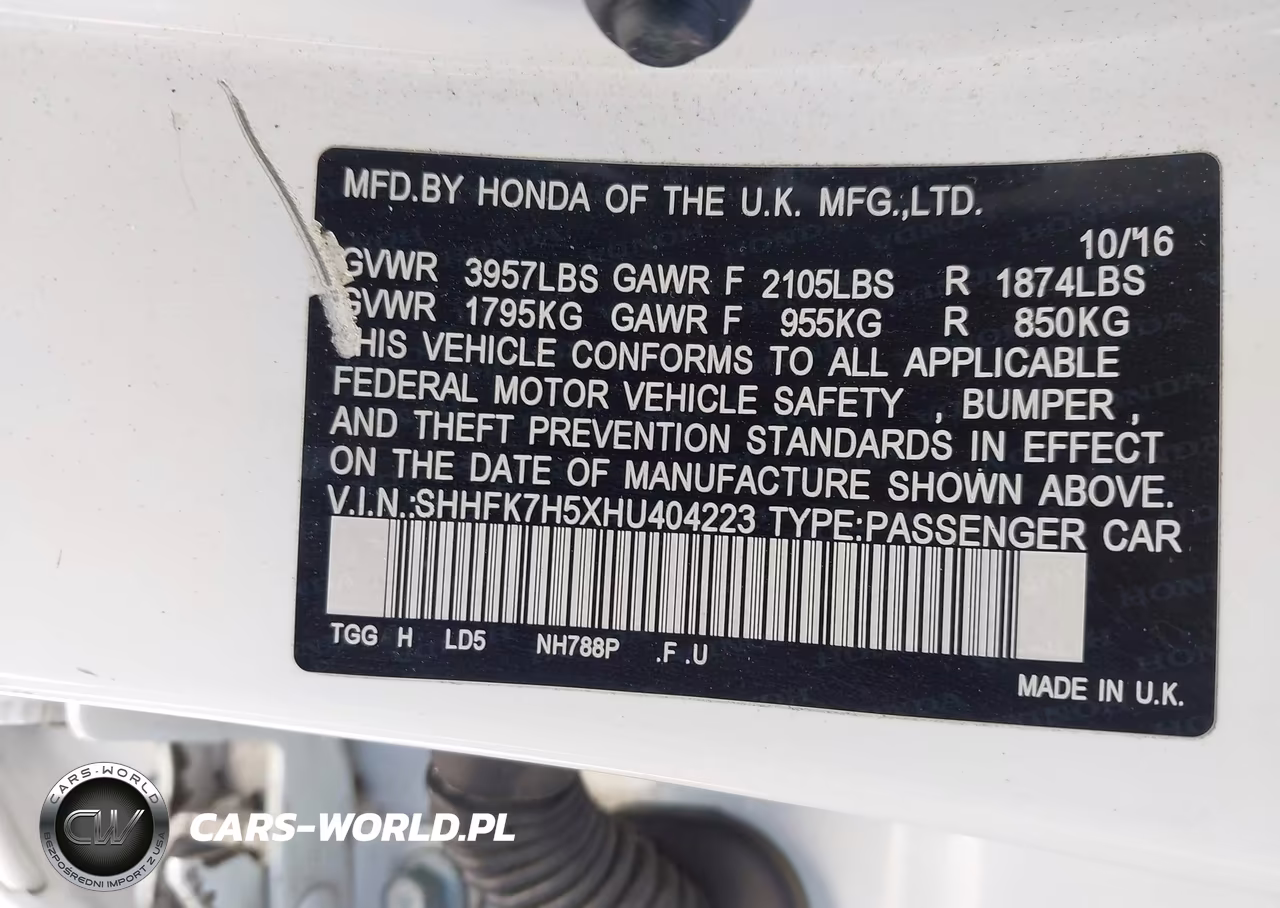 2017 Honda Civic Ex VIN:SHHFK7H5XHU404223 - 9