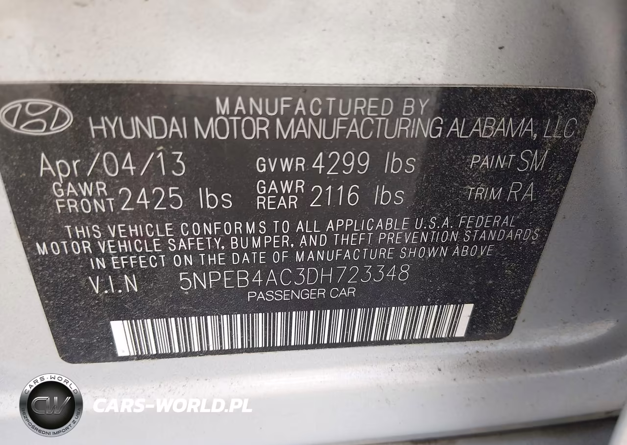 2013 Hyundai Sonata Gls VIN:5NPEB4AC3DH723348 - 9