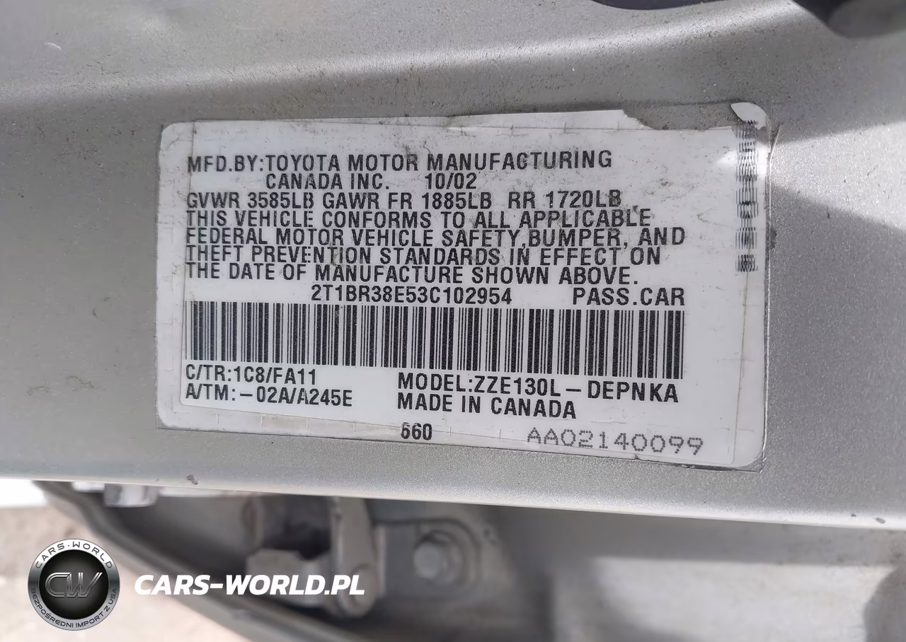 2003 Toyota Corolla Le VIN:2T1BR38E53C102954 - 9