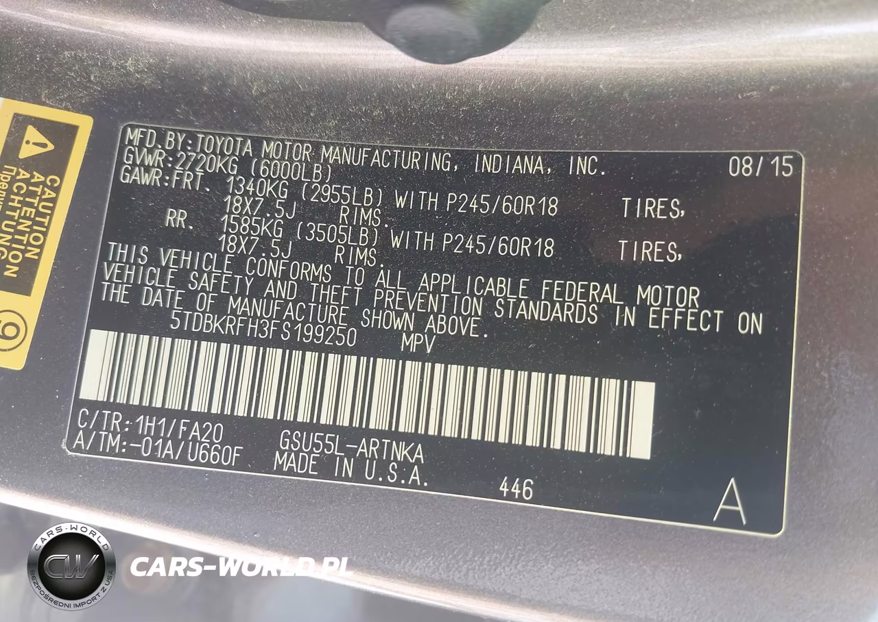 2015 Toyota Highlander Le Plus V6 VIN:5TDBKRFH3FS199250 - 9