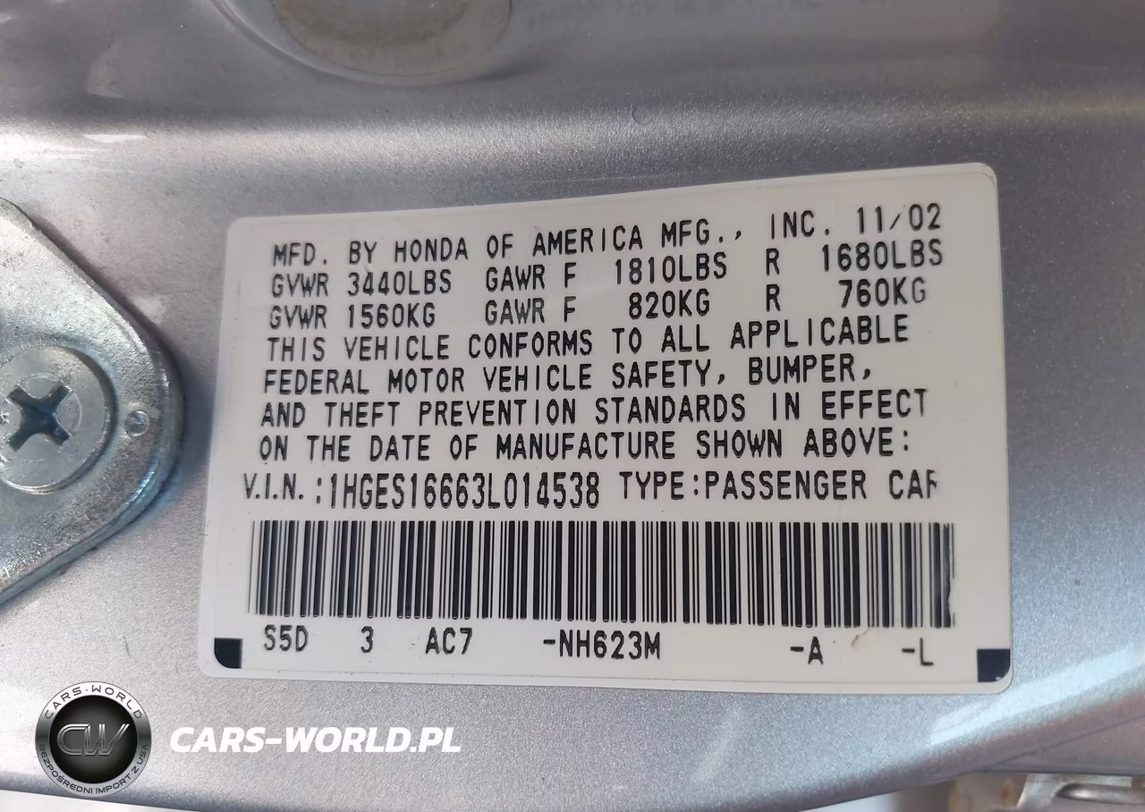 2003 Honda Civic Lx VIN:1HGES16663L014538 - 9