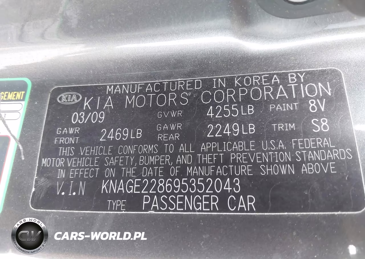 2009 Kia Optima Lx VIN:KNAGE228695352043 - 9