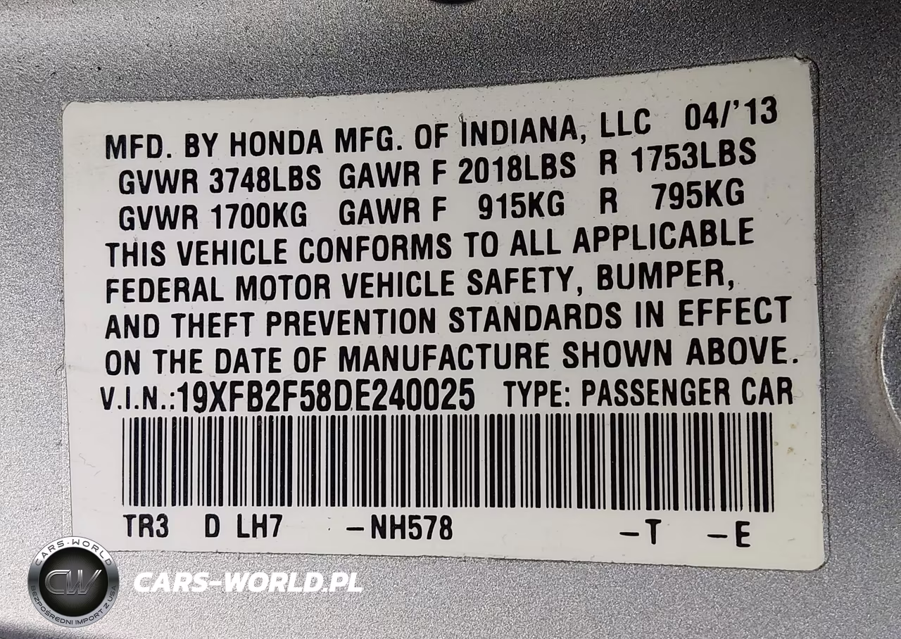 2013 Honda Civic Lx VIN:19XFB2F58DE240025 - 9