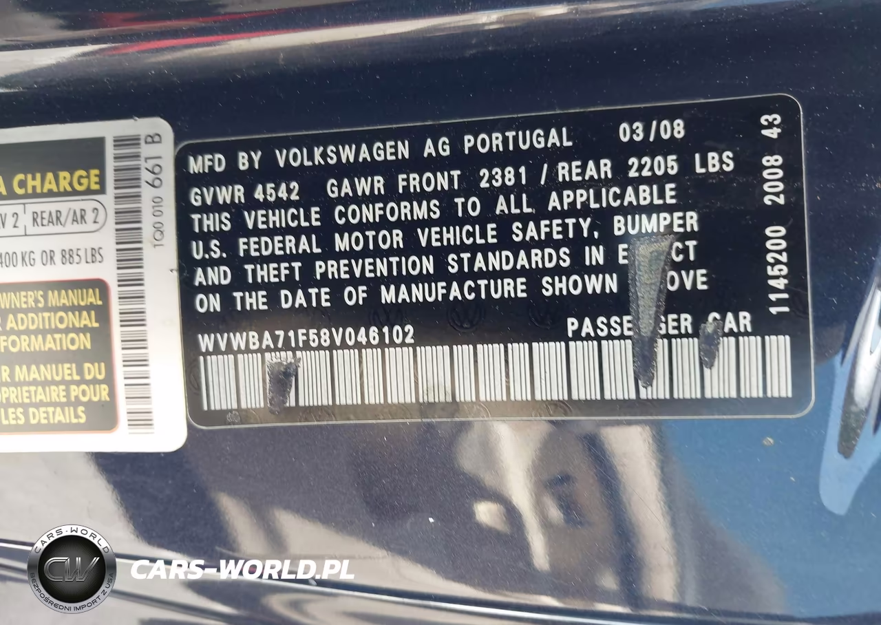 2008 Volkswagen Eos Komfort VIN:WVWBA71F58V046102 - 9