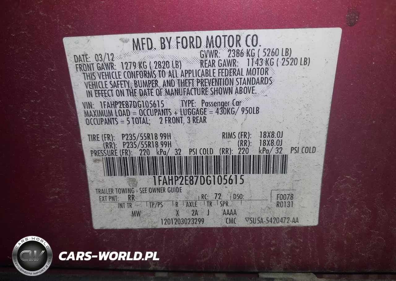 2013 Ford Taurus Sel VIN:1FAHP2E87DG105615 - 9