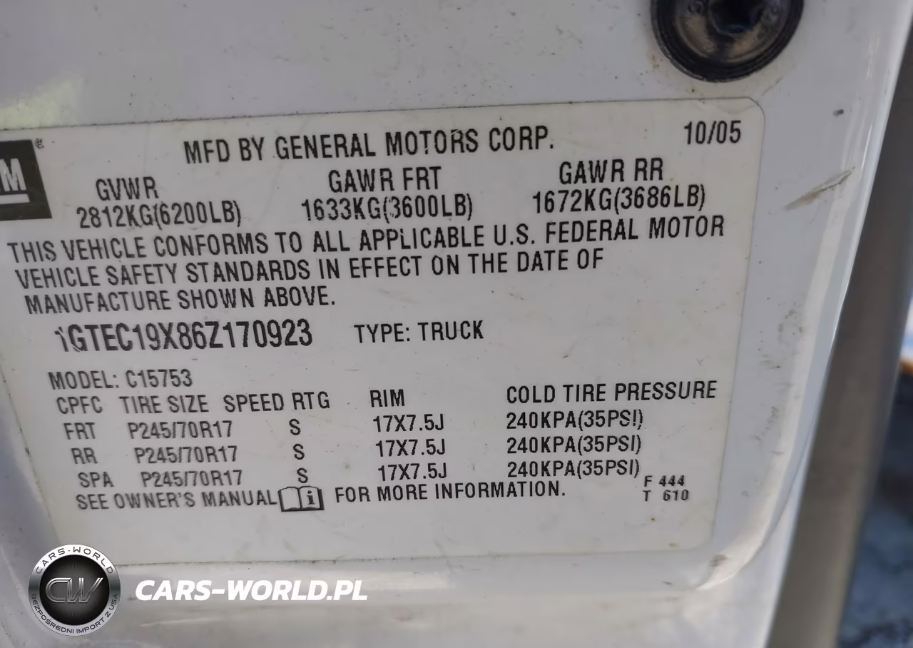 2006 GMC Sierra 1500 Work Truck VIN:1GTEC19X86Z170923 - 9