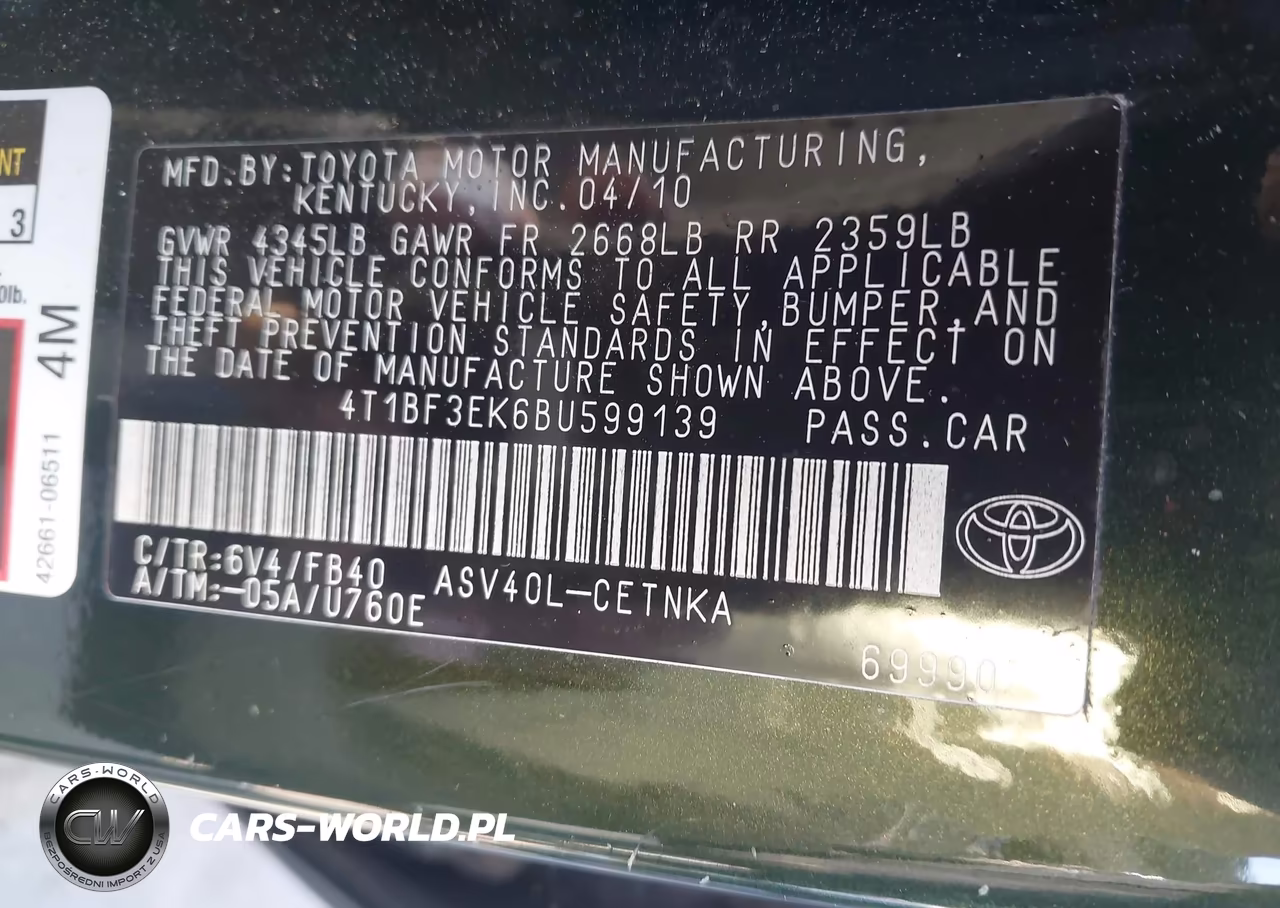 2011 Toyota Camry Le VIN:4T1BF3EK6BU599139 - 9