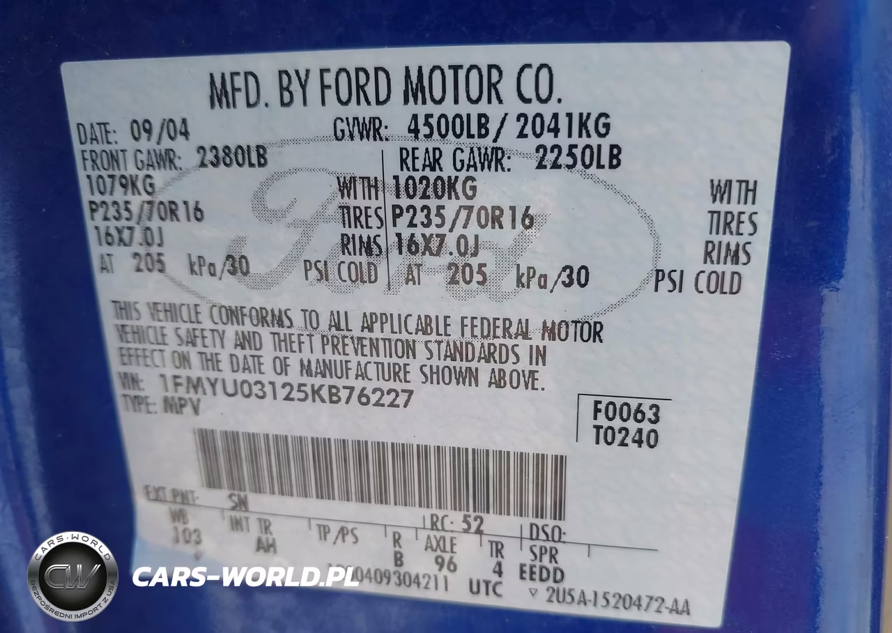 2005 Ford Escape Xlt VIN:1FMYU03125KB76227 - 9