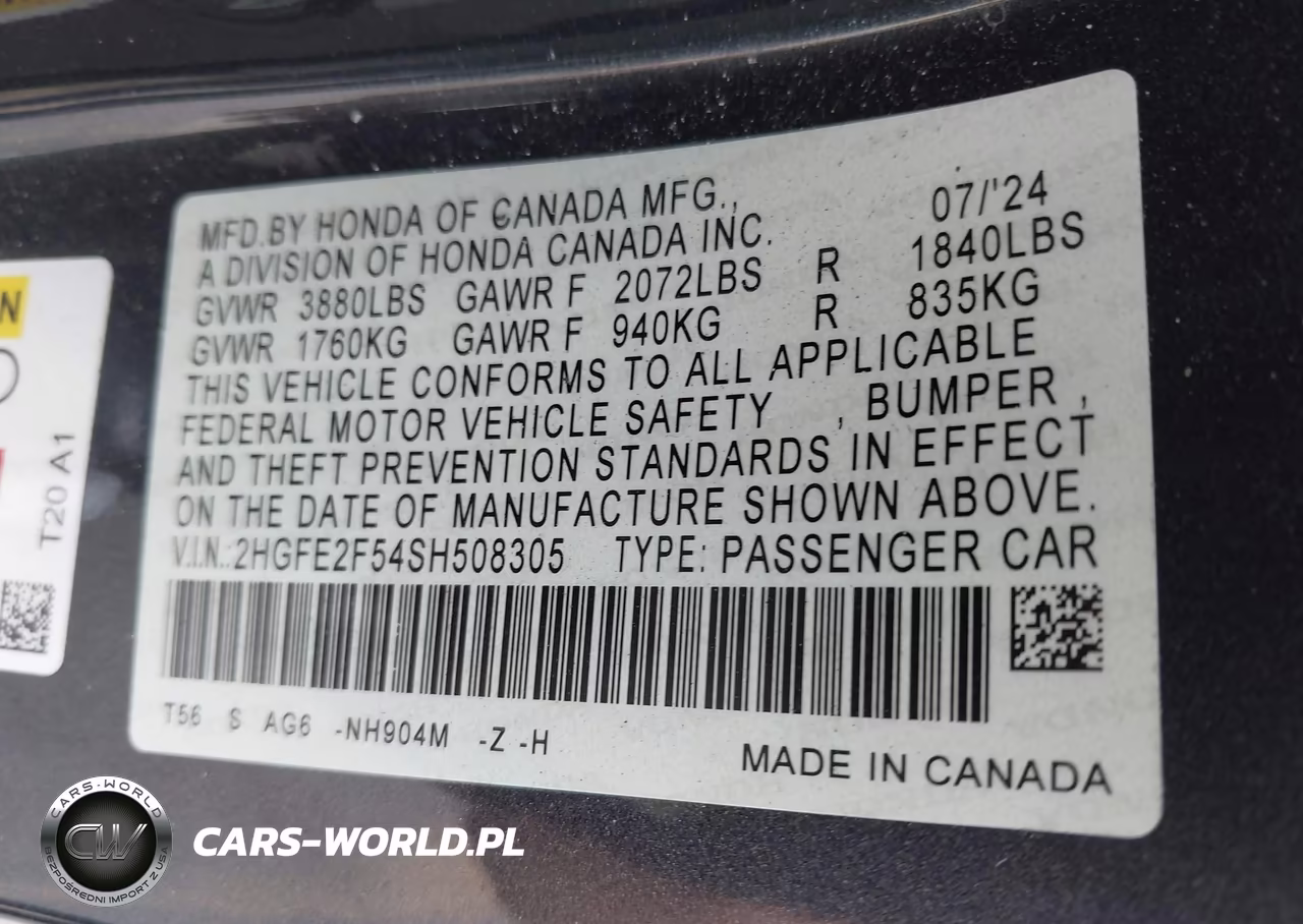 2025 Honda Civic Sport VIN:2HGFE2F54SH508305 - 9