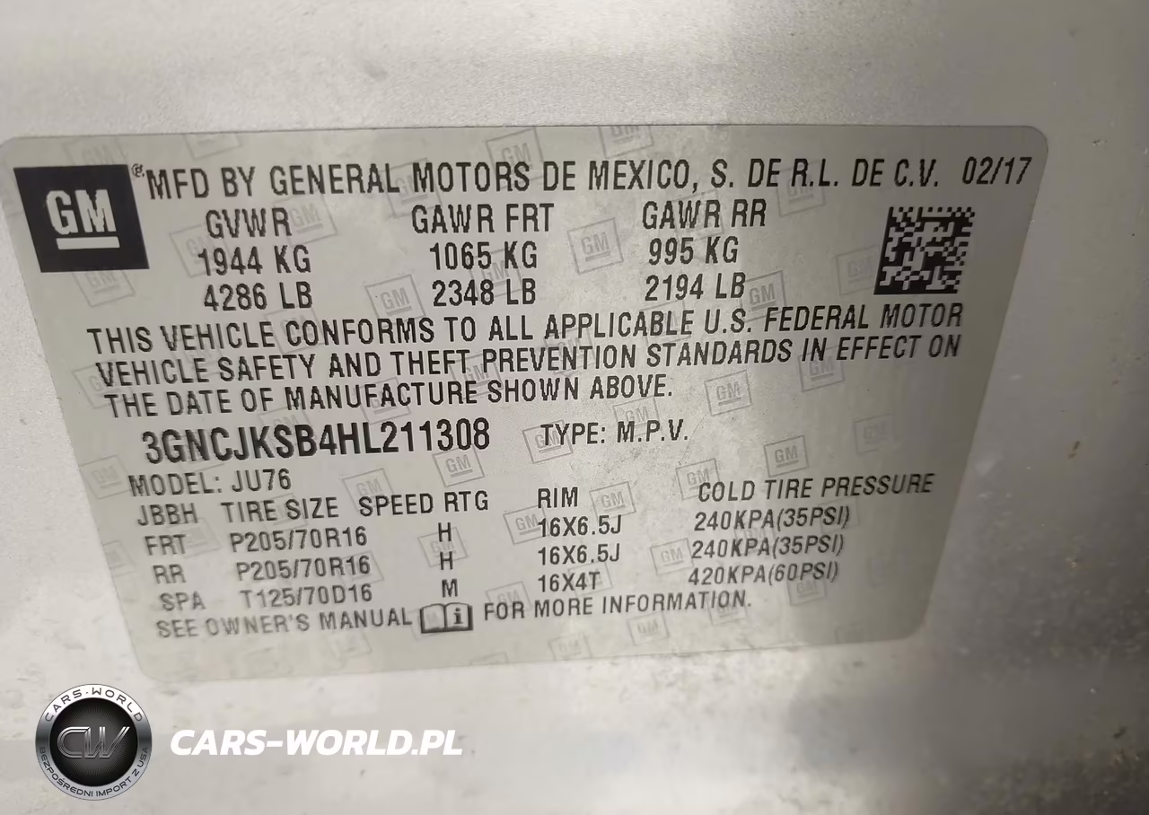 2017 Chevrolet Trax Ls VIN:3GNCJKSB4HL211308 - 9