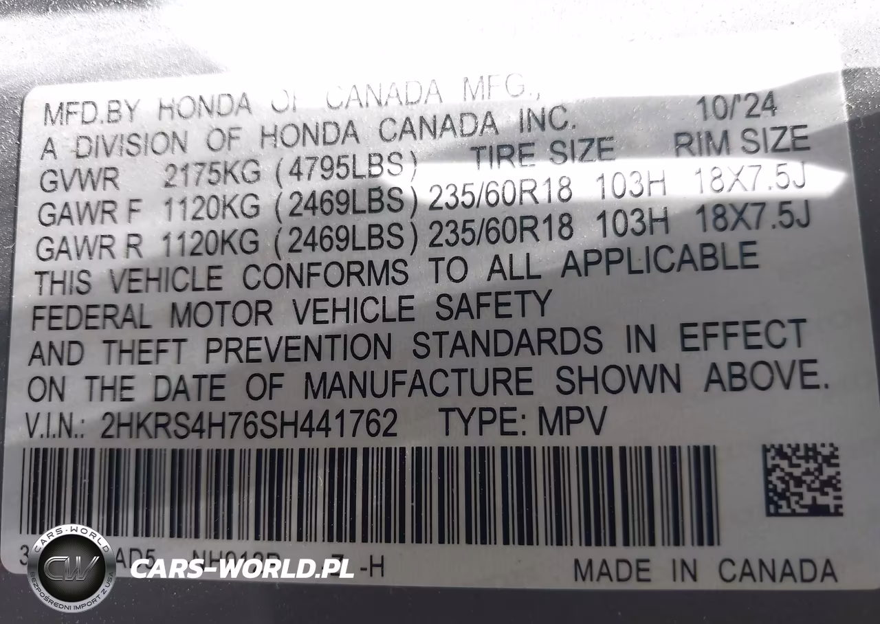 2025 Honda Cr-V Ex-L Awd VIN:2HKRS4H76SH441762 - 9