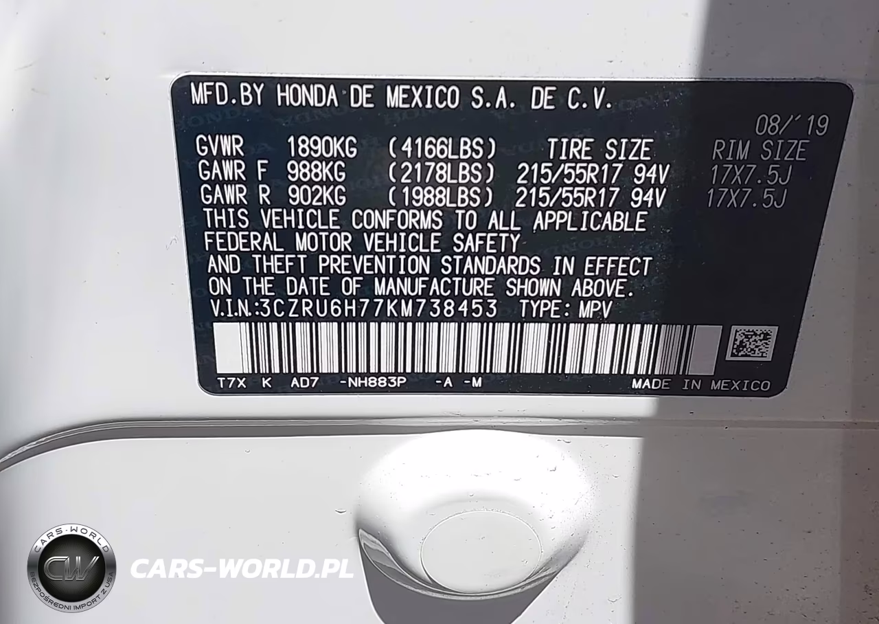 2019 Honda Hr-V Ex-L VIN:3CZRU6H77KM738453 - 9