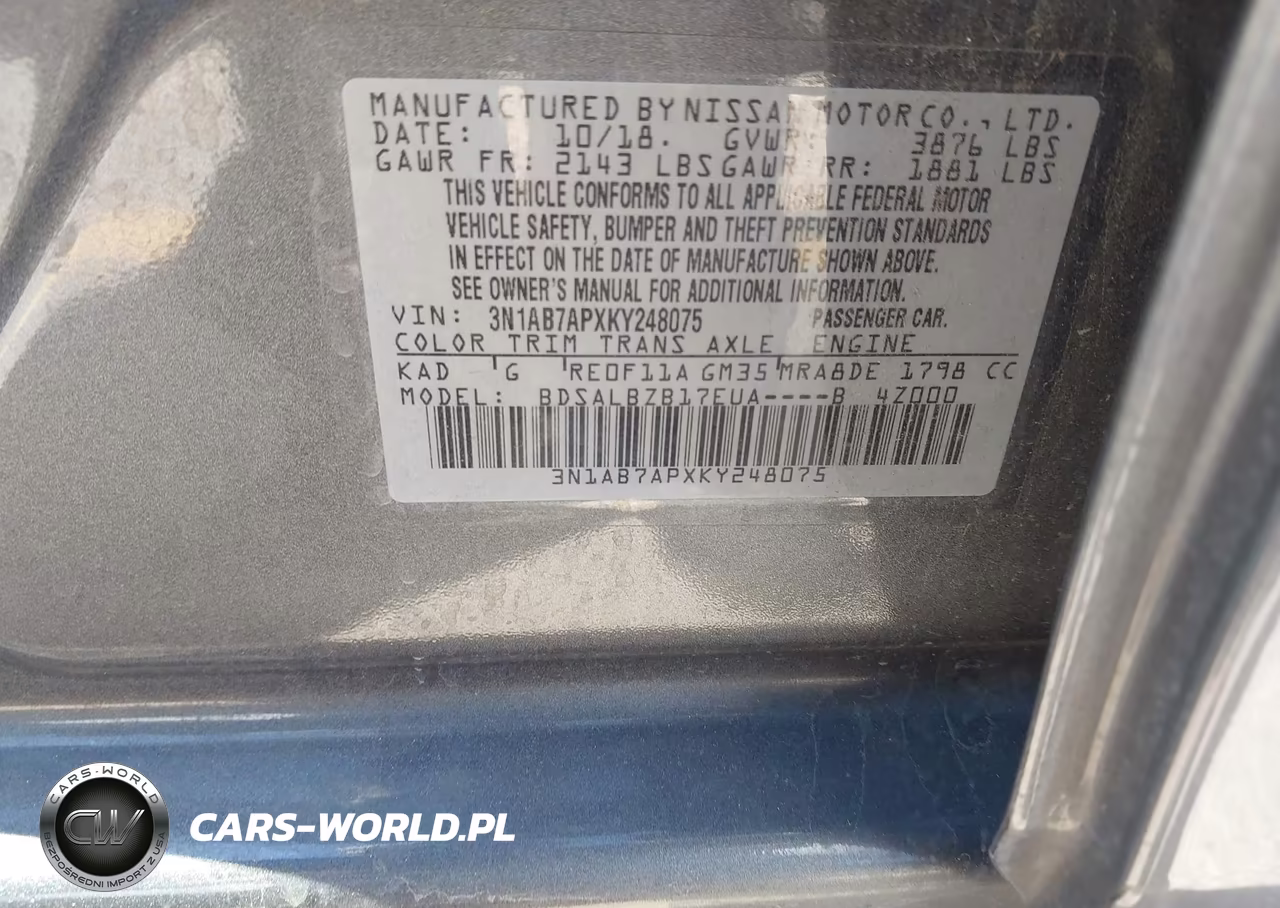 2019 Nissan Sentra S VIN:3N1AB7APXKY248075 - 9