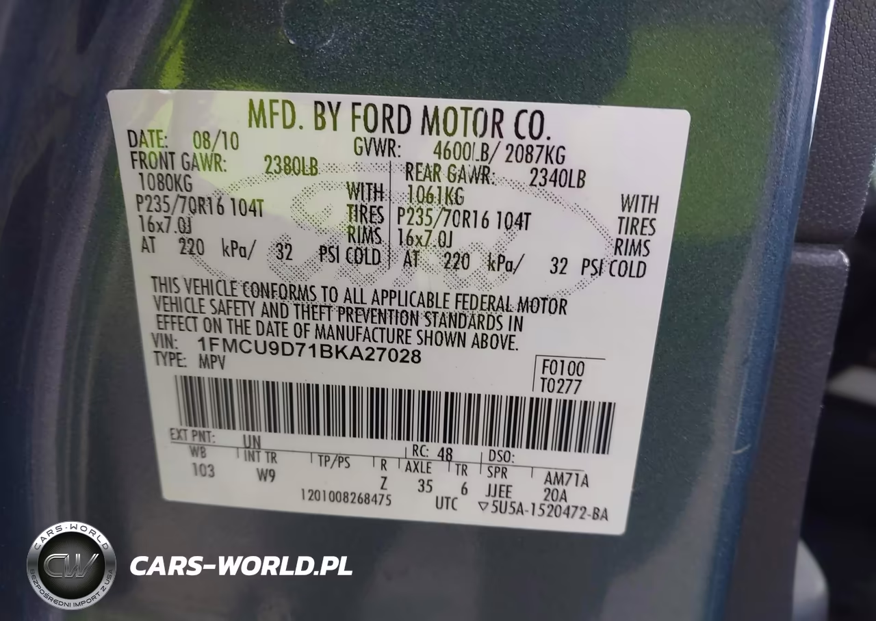 2011 Ford Escape Xlt VIN:1FMCU9D71BKA27028 - 9