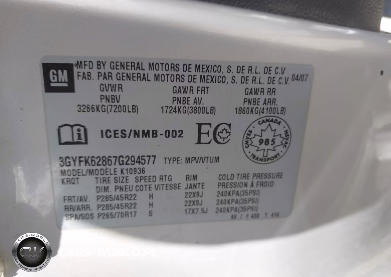 2007 CADILLAC ESCALADE E EXT VIN:3GYFK62867G294577 - 9