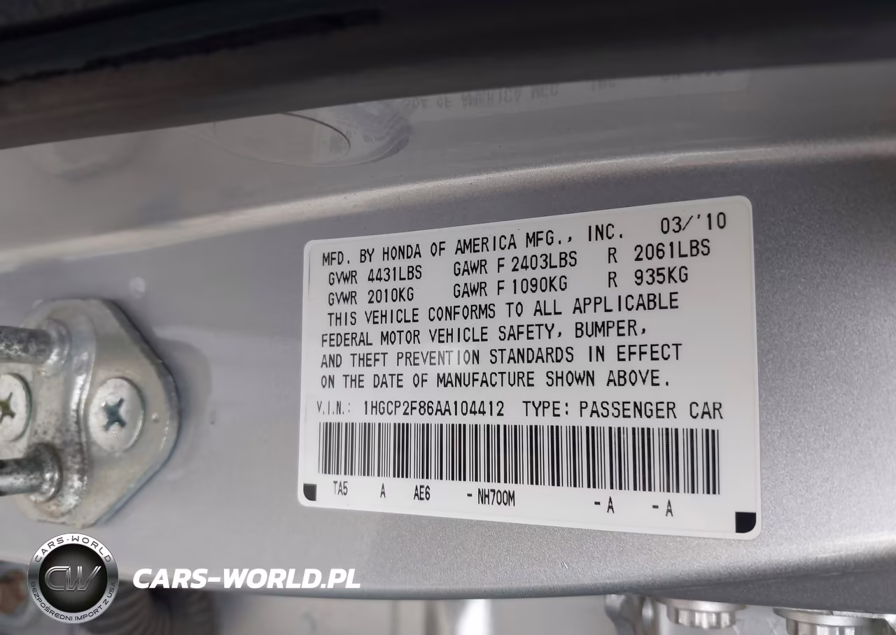 2010 Honda Accord 2.4 Ex-L VIN:1HGCP2F86AA104412 - 9