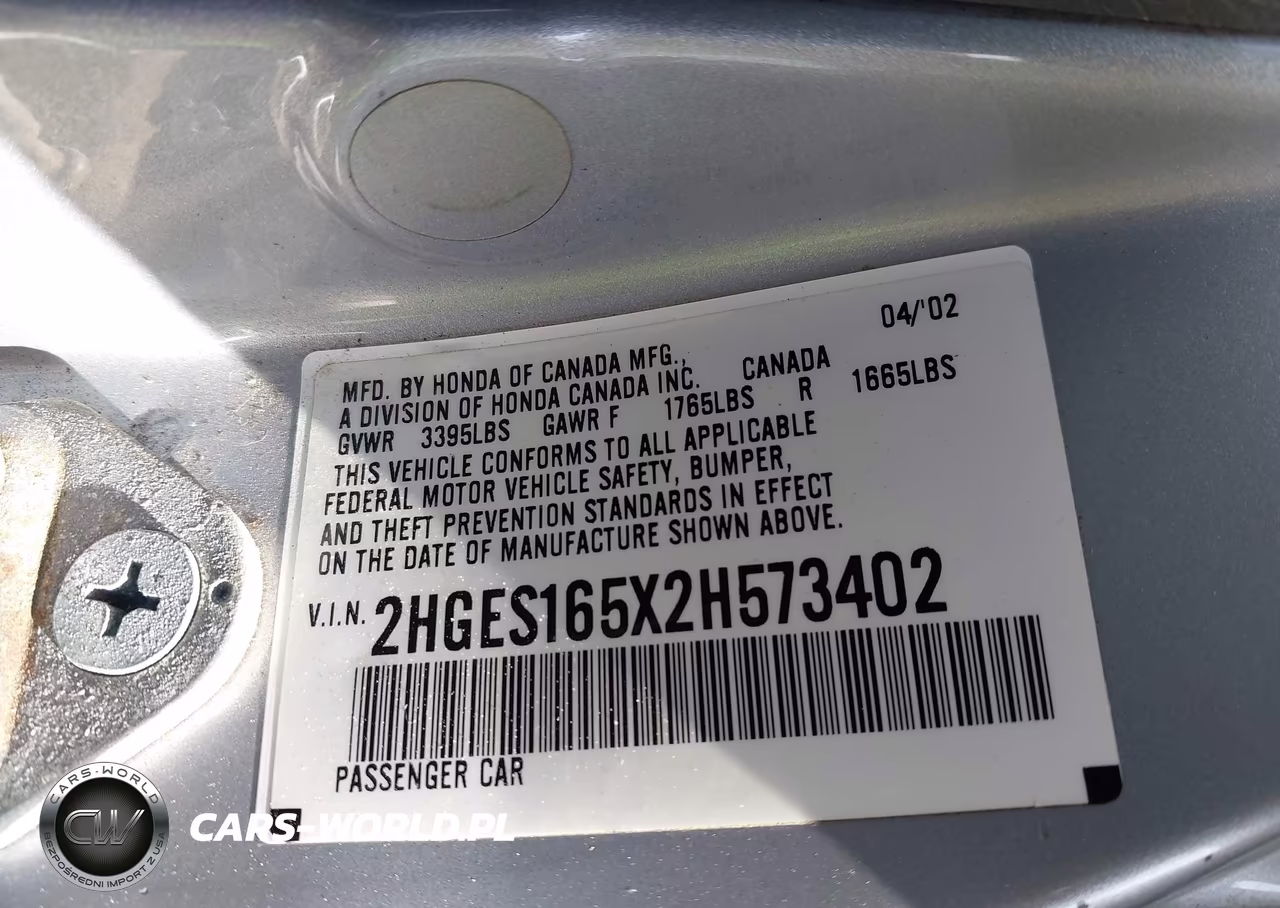 2002 Honda Civic Lx VIN:2HGES165X2H573402 - 9