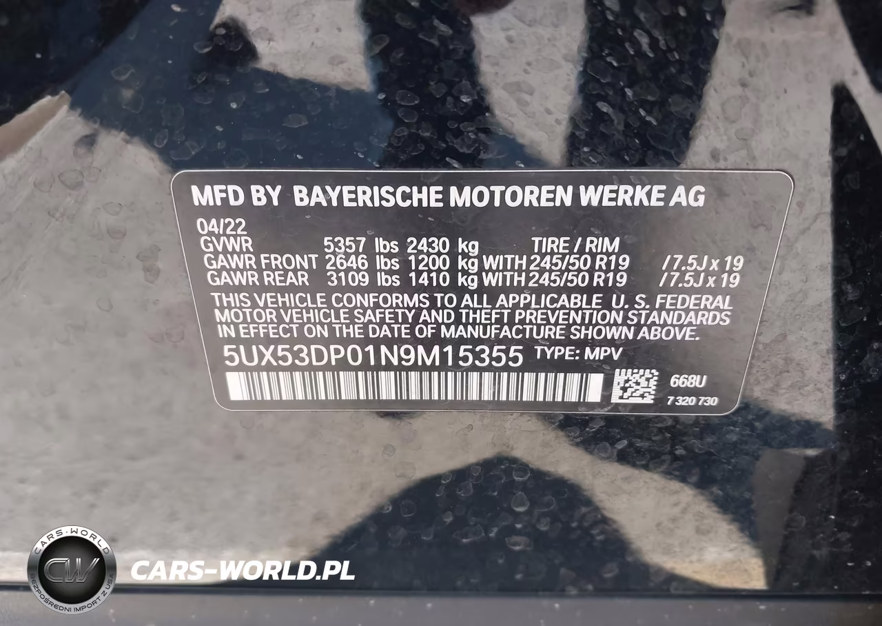 2022 BMW X3 xDrive30I VIN:5UX53DP01N9M15355 - 9