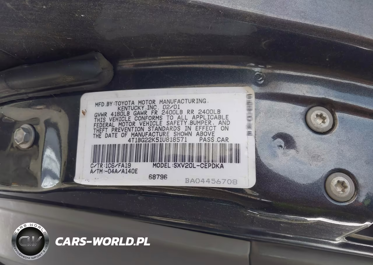 2001 Toyota Camry Ce VIN:4T1BG22K51U818571 - 9