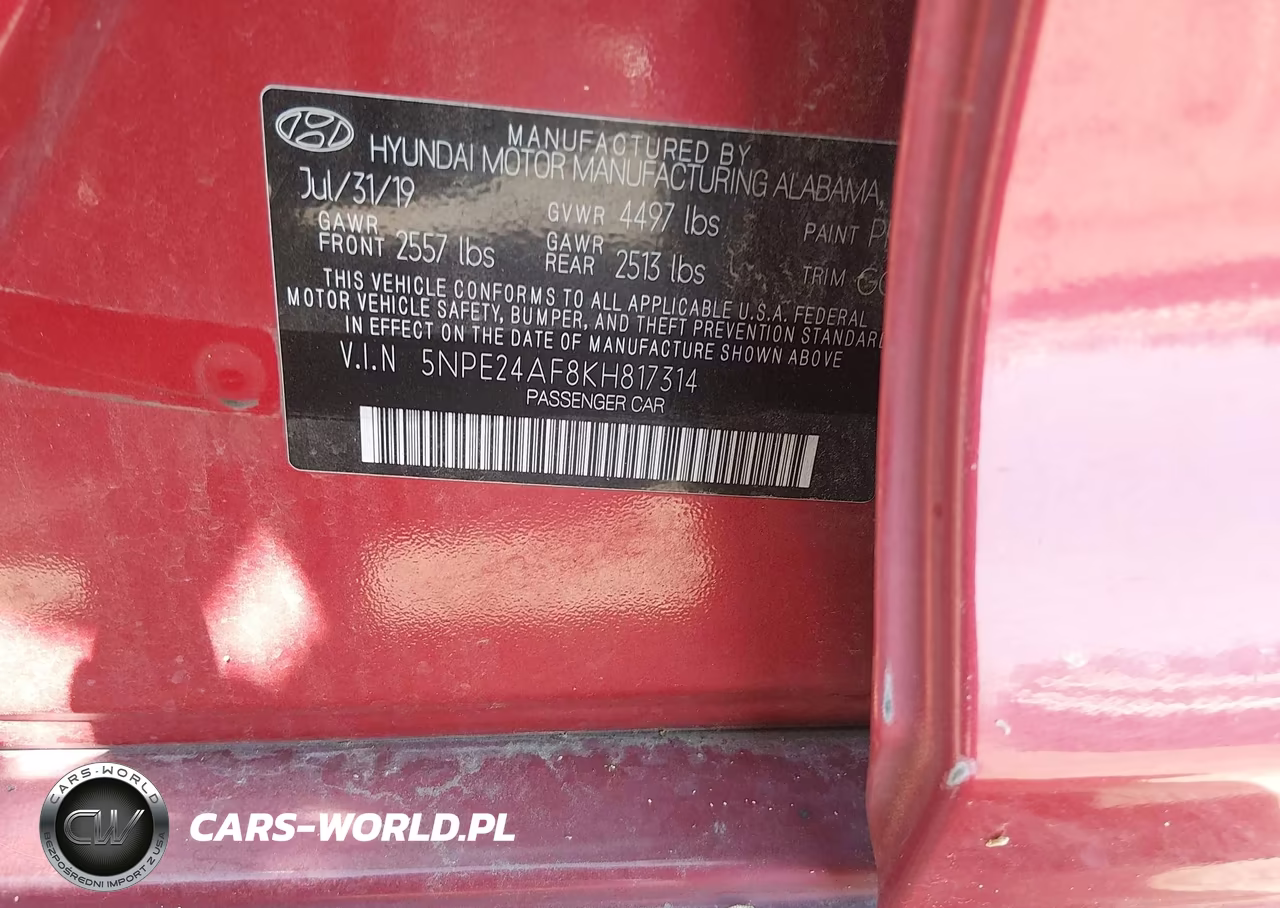 2019 Hyundai Sonata Se VIN:5NPE24AF8KH817314 - 9