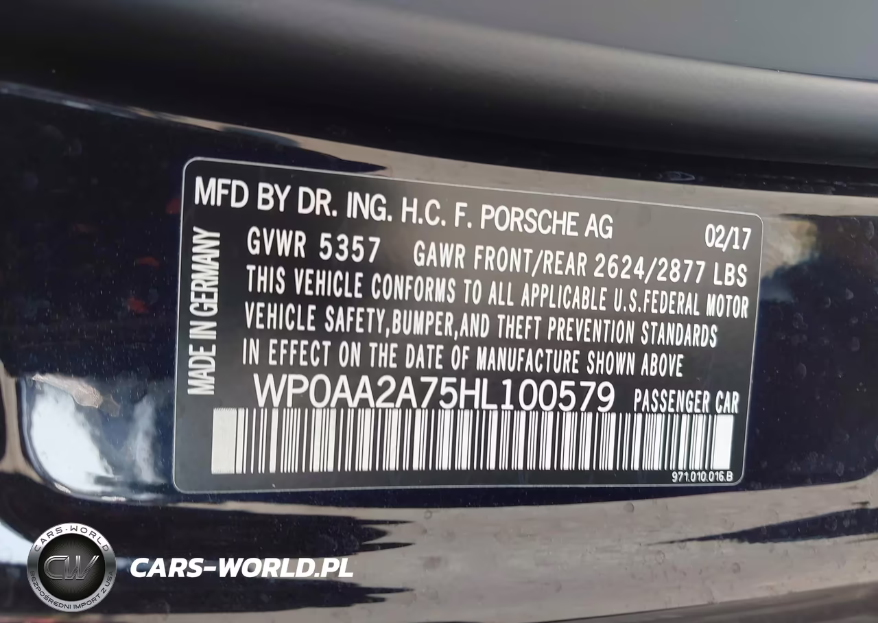 2017 Porsche Panamera 4 VIN:WP0AA2A75HL100579 - 9