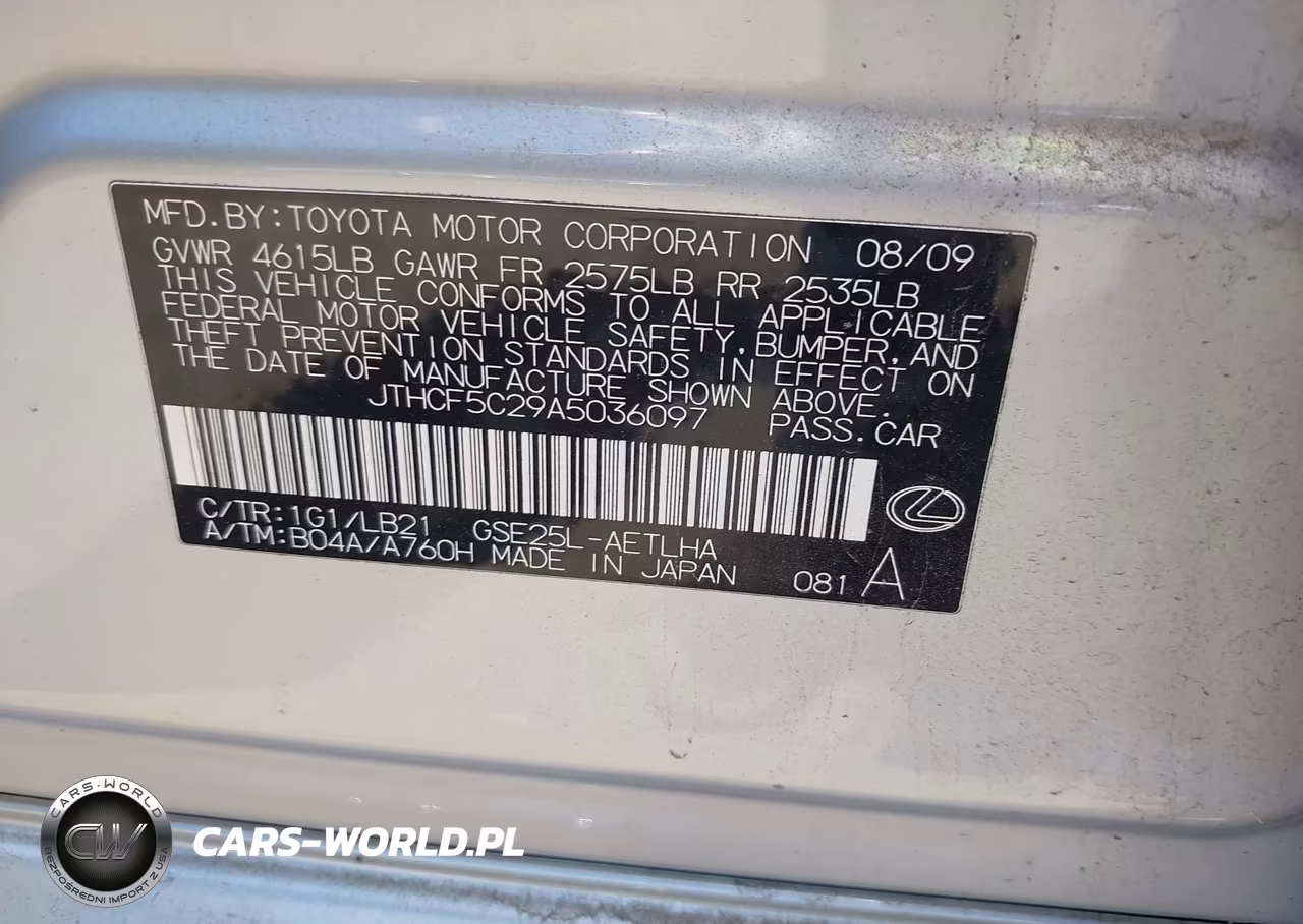 2010 Lexus Is 250 VIN:JTHCF5C29A5036097 - 9