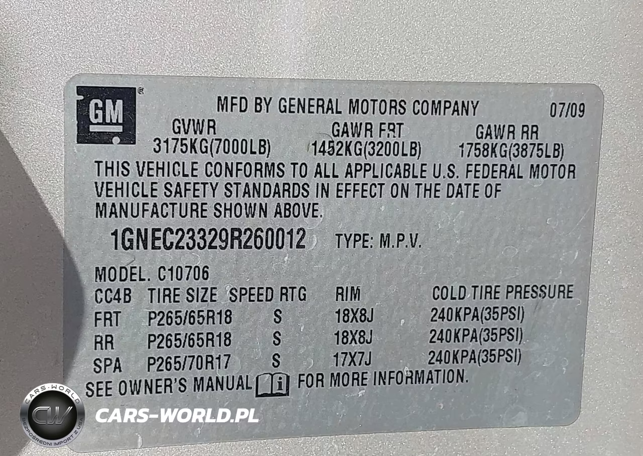 2009 Chevrolet Tahoe Lt1 VIN:1GNEC23329R260012 - 9