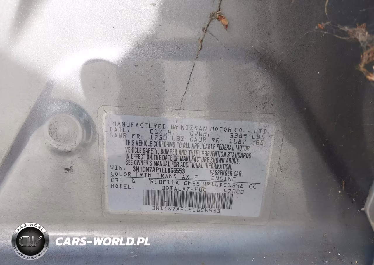 2014 Nissan Versa 1.6 S+ VIN:3N1CN7AP1EL856553 - 9