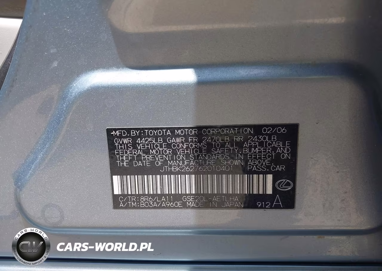 2006 Lexus Is 250 VIN:JTHBK262762010401 - 9