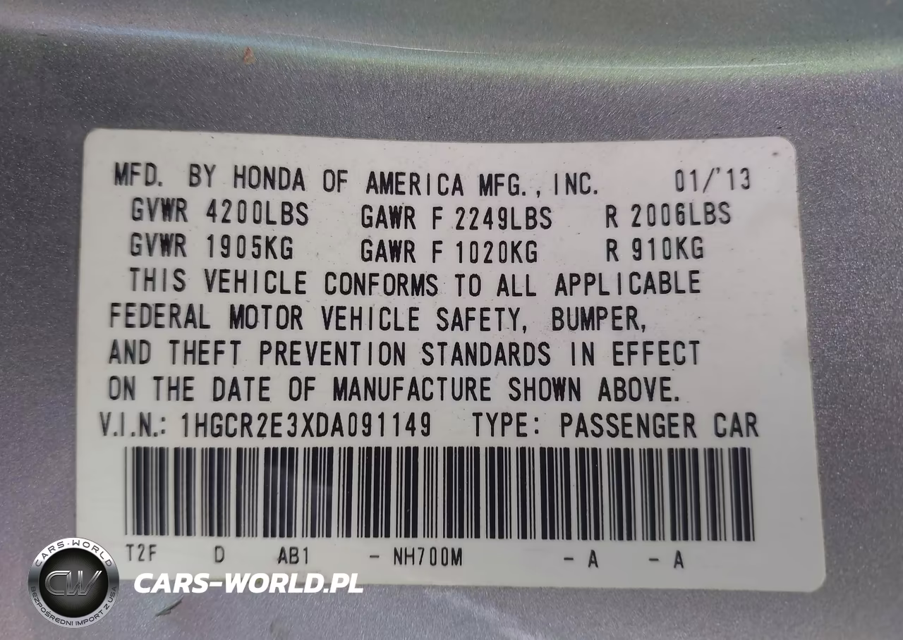 2013 Honda Accord Lx VIN:1HGCR2E3XDA091149 - 9