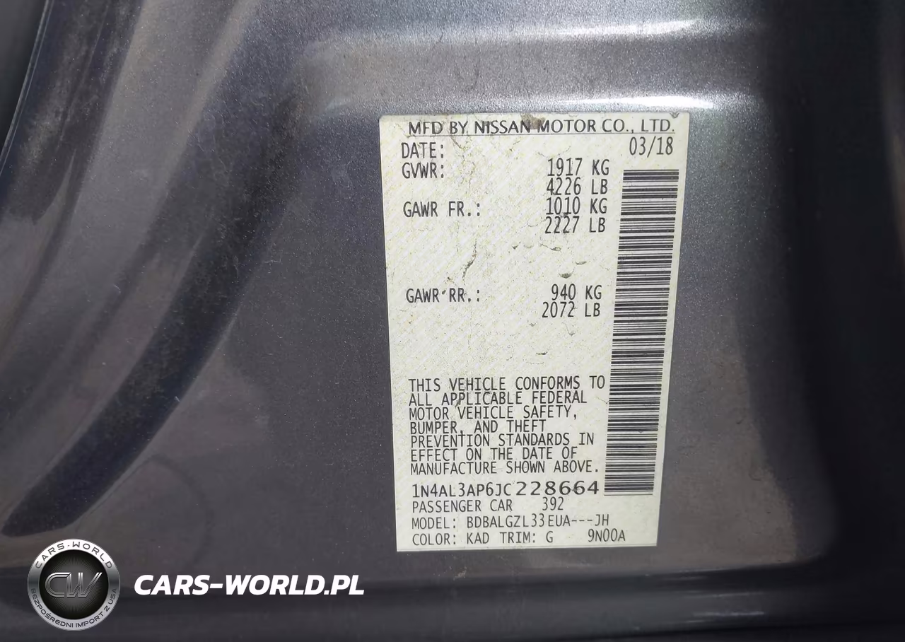 2018 Nissan Altima 2.5 S VIN:1N4AL3AP6JC228664 - 9