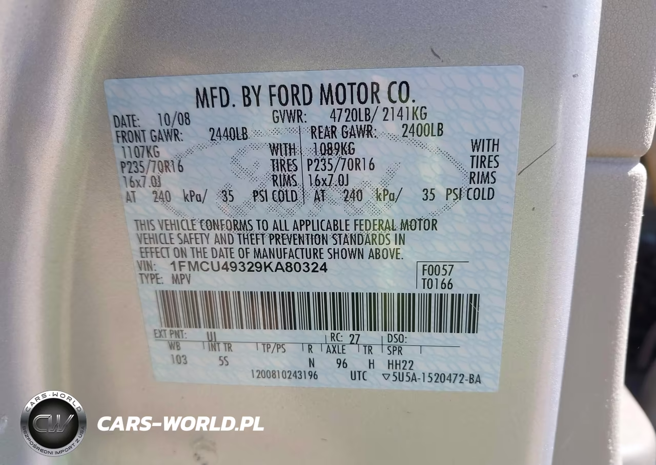 2009 Ford Escape Hybrid Limited VIN:1FMCU49329KA80324 - 9