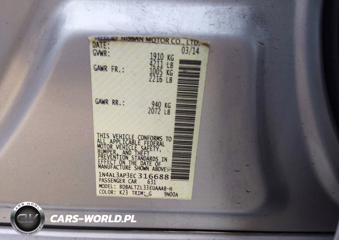 2014 Nissan Altima 2.5 Sv VIN:1N4AL3AP3EC316688 - 9