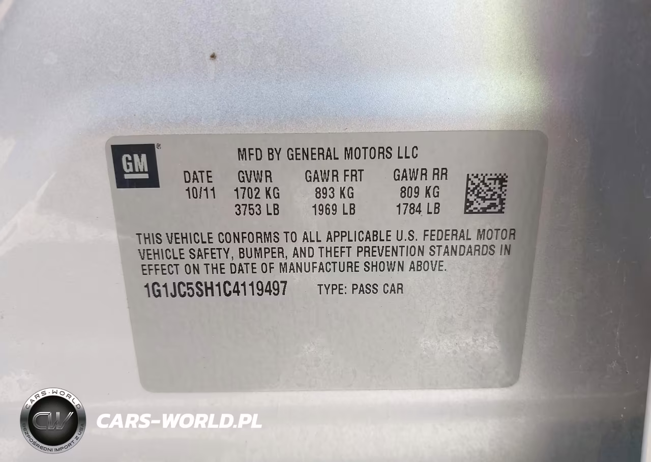 2012 Chevrolet Sonic 2Lt VIN:1G1JC5SH1C4119497 - 9