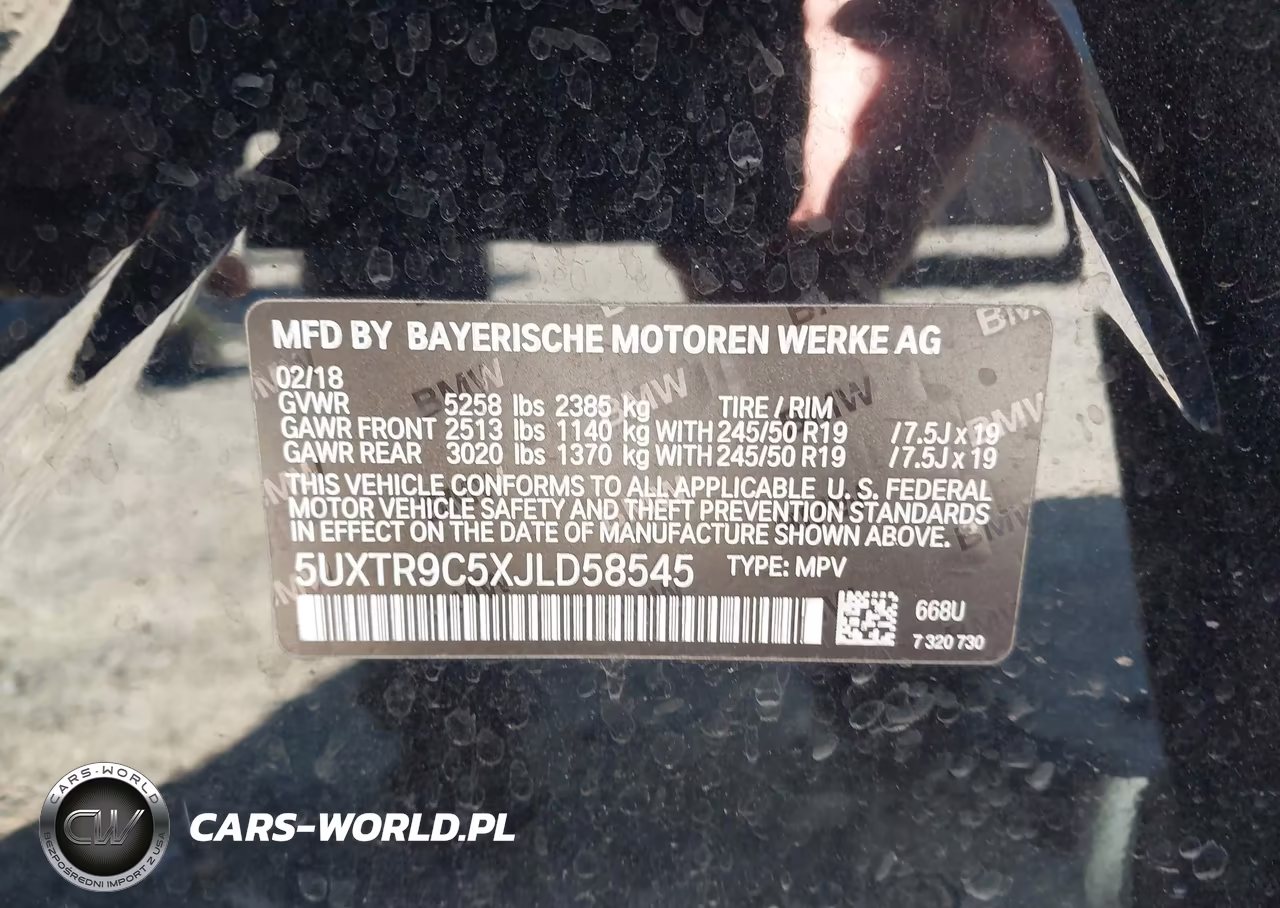 2018 BMW X3 xDrive30I VIN:5UXTR9C5XJLD58545 - 9