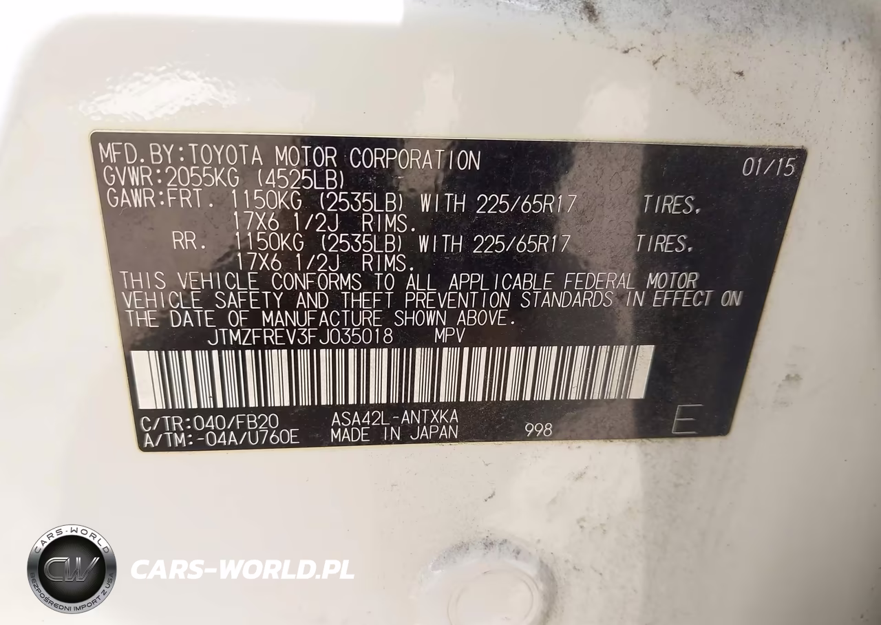 2015 Toyota Rav4 Le VIN:JTMZFREV3FJ035018 - 9