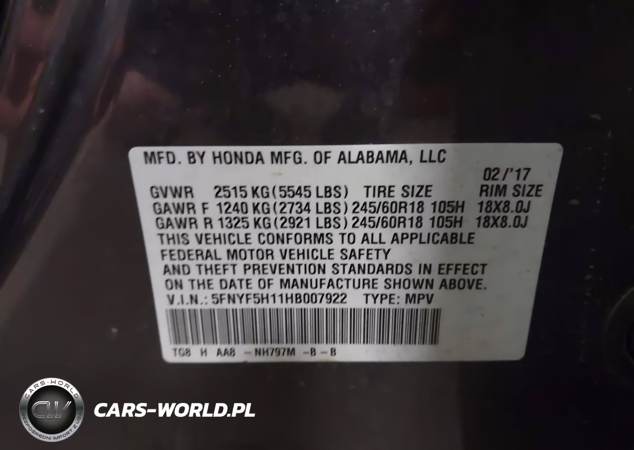 2017 Honda Pilot Lx VIN:5FNYF5H11HB007922 - 9