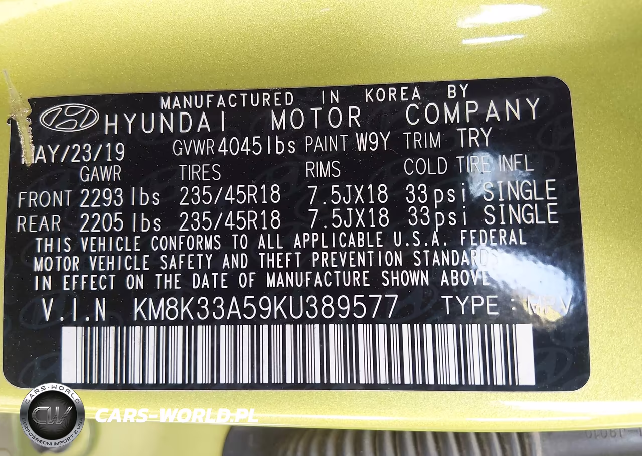 2019 Hyundai Kona Limited VIN:KM8K33A59KU389577 - 9