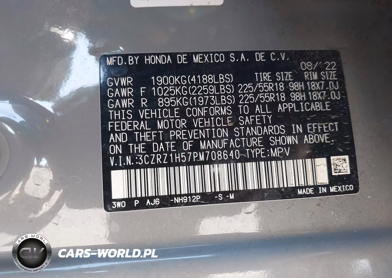 2023 Honda Hr-V 2Wd Sport VIN:3CZRZ1H57PM708640 - 9